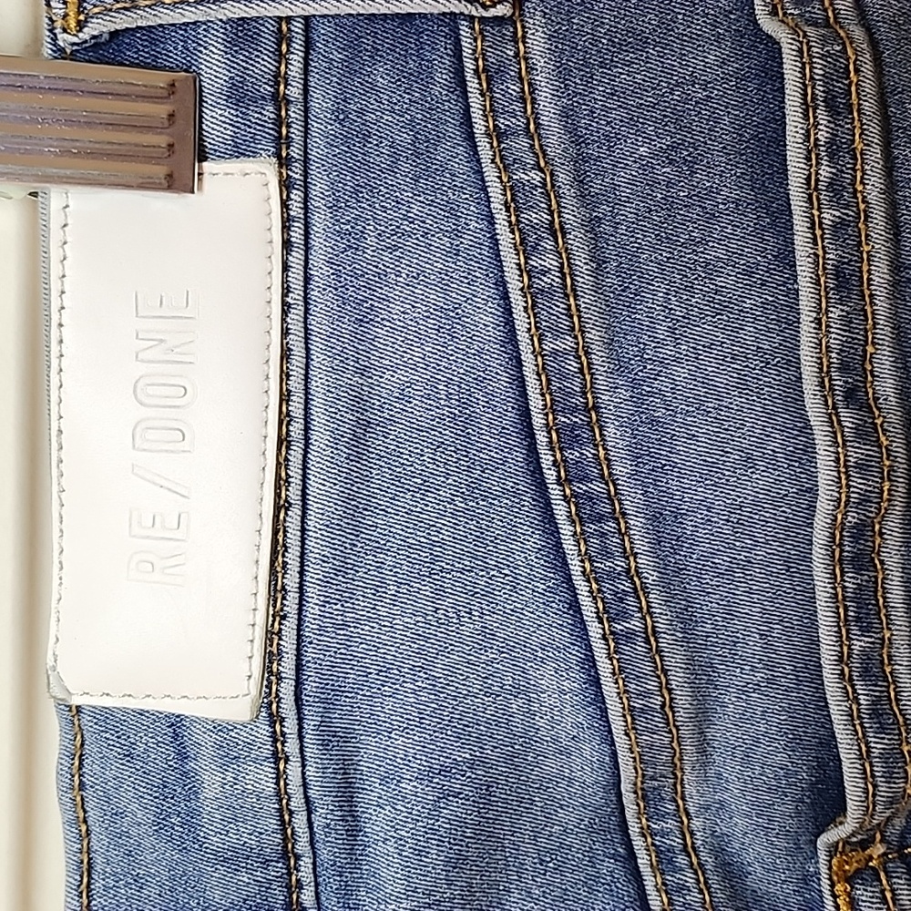RE/DONE Originals Button Fly High Rise Tapered Leg Strech Tall Jeans Sz 29 - Picture 12 of 16